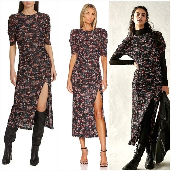 Free People Dresses & Skirts - FREE PEOPLE Briella Ruched Midi-Dress - Twilight Combo‎